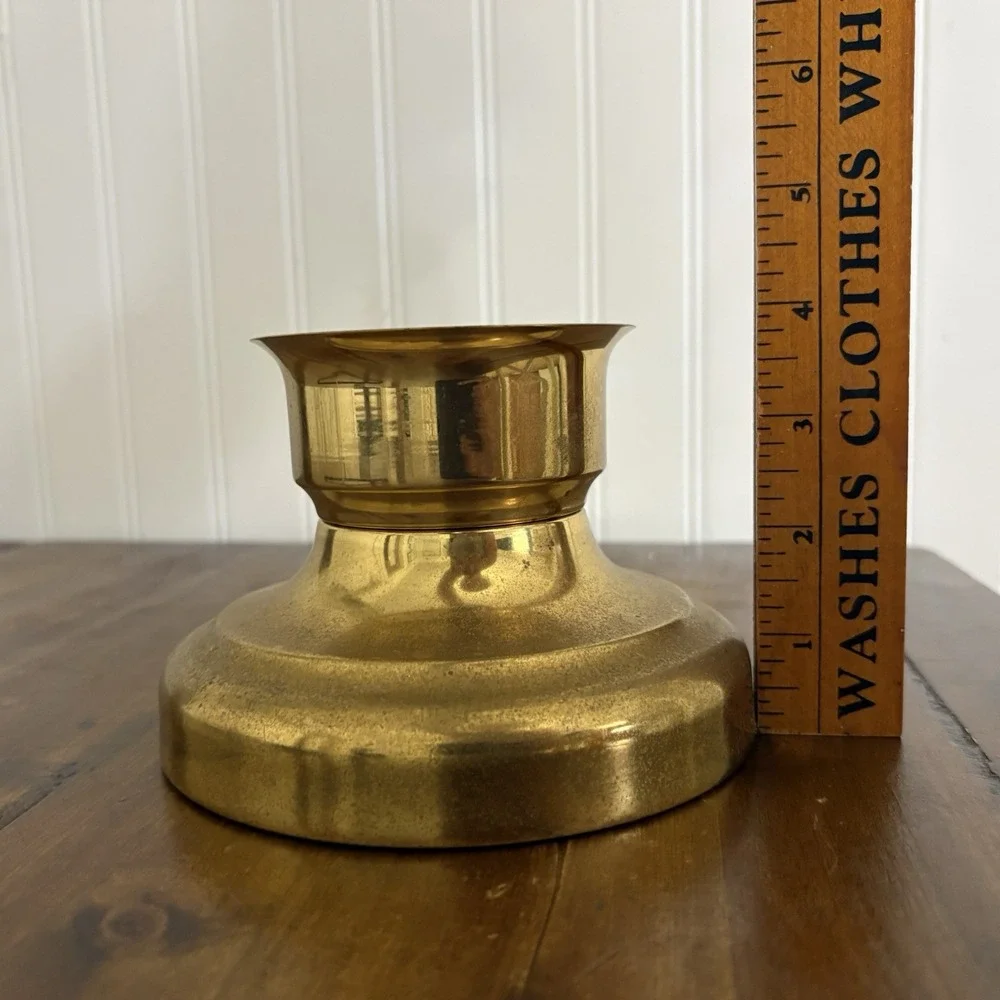 Vtg Copper Craft Brass Hurricane Candle Holder USA MCM Hollywood Regency Patina